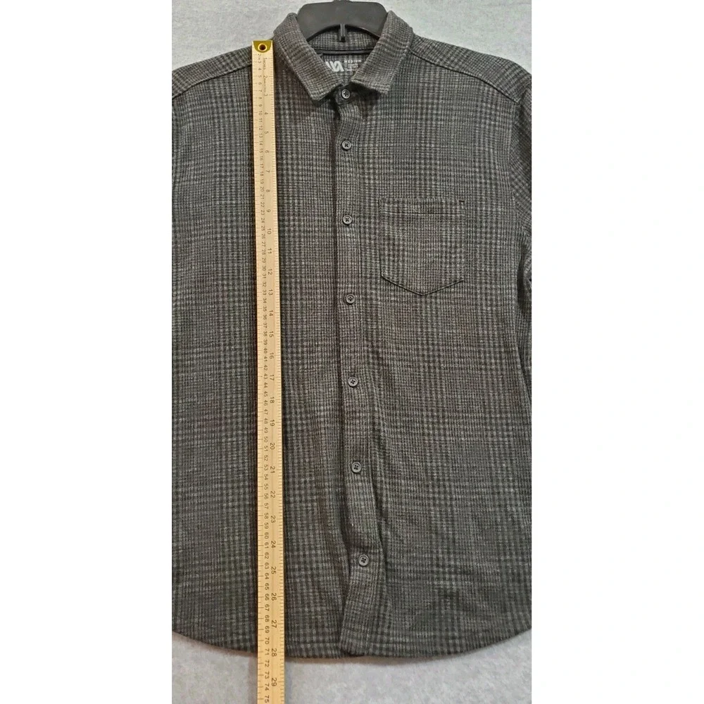 VRST Men's Button-Up Flannel‎ Gray/Black Size Medium Long Sleeve Shirt